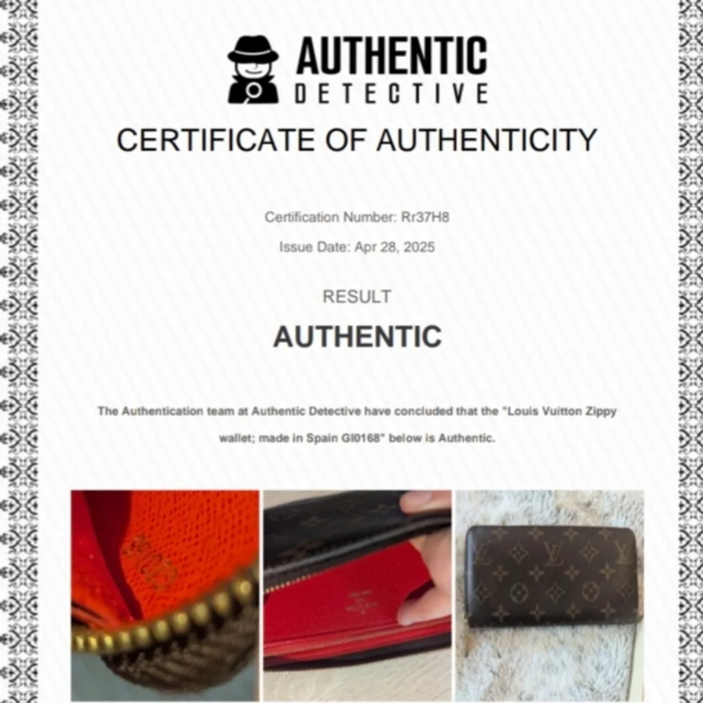 Louis Vuitton Monogram Zippy Wallet  With Red Interior And COA